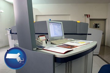 desktop publishing equipment - with Massachusetts icon
